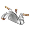 Kingston Chrome/Polished Brass 4" Centerset Bathroom Faucet w Pop-up KB2624B