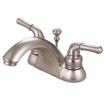 Kingston Satin Nickel 2 Handle 4" Centerset Bathroom Faucet with Pop-up KB2628B