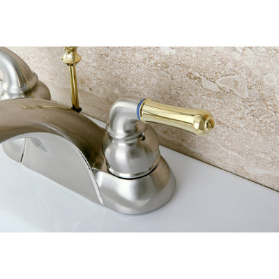 Kingston Satin Nickel/Polished Brass 4" Centerset Bathroom Faucet KB2629