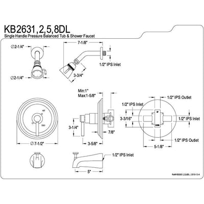 Kingston Brass Concord Chrome Single Handle Tub & Shower Faucet KB2631DL