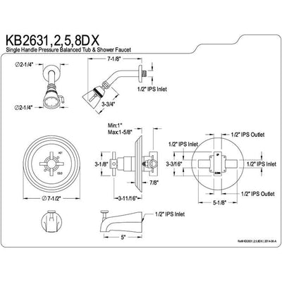 Kingston Brass Concord Chrome Single Handle Tub & Shower Faucet KB2631DX