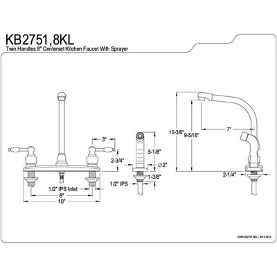 Kingston Brass Chrome 8" High-Arch Kitchen Faucet KB2751KL