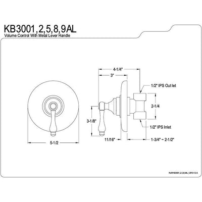 Kingston Vintage Chrome Wall Volume Control Valve for Shower Faucet KB3001AL