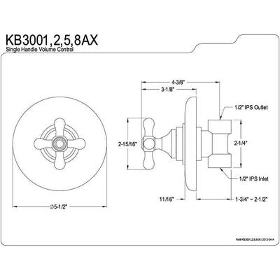 Kingston Vintage Chrome Wall Volume Control Valve for Shower Faucet KB3001AX