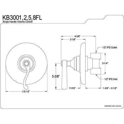 Kingston Vintage Chrome Wall Volume Control Valve for Shower Faucet KB3001FL