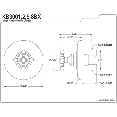 Kingston Polished Brass Wall Volume Control Valve for Shower Faucet KB3002BX