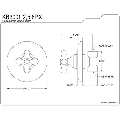 Kingston Polished Brass Wall Volume Control Valve for Shower Faucet KB3002PX