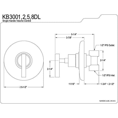 Kingston Oil Rubbed Bronze Wall Volume Control Valve for Shower Faucet KB3005DL