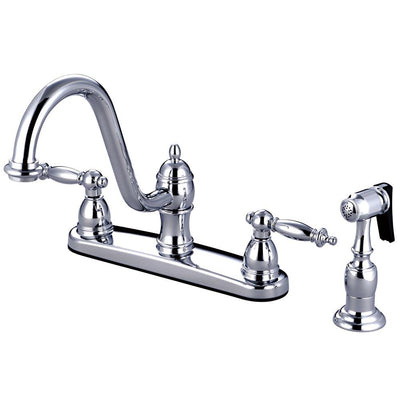 Kingston Brass Chrome Templeton 8" Kitchen Faucet With Brass Sprayer KB3111TLBS