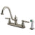 Kingston Satin Nickel Templeton 8" Kitchen Faucet With White Sprayer KB3118TL