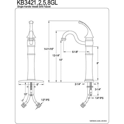 Kingston Brass Chrome Georgian vessel sink bathroom faucet KB3421GL