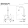 Kingston Brass Chrome Two Handle 4" Centerset Bar Prep Sink Faucet KB3491AX