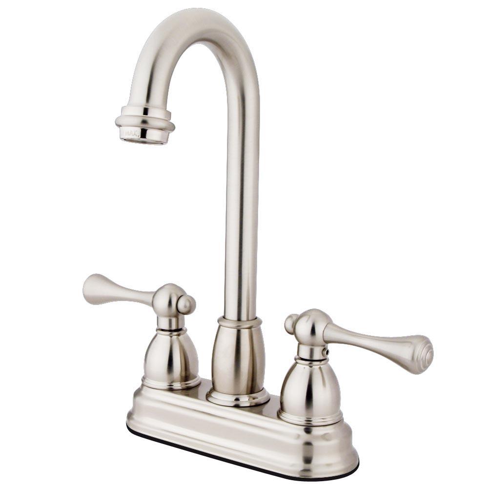 Kingston Satin Nickel Two Handle 4" Centerset Bar Prep Sink Faucet KB3498BL