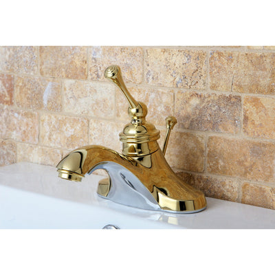 Kingston Polished Brass Single Handle 4" Centerset Bathroom Faucet KB3542BL