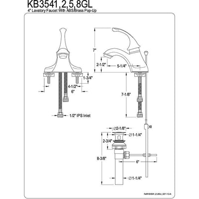 Kingston Brass Oil Rubbed Bronze Georgian 4" bathroom centerset faucet KB3545GL