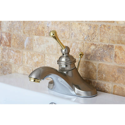 Kingston Satin Nickel / Polished Brass 1 Hdl Centerset Bathroom Faucet KB3549BL