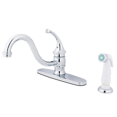 Kingston Brass Chrome Georgian 8" kitchen faucet with plastic sprayer KB3571GL