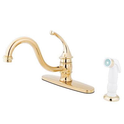 Kingston Brass Polished Brass Georgian 8" kitchen faucet with sprayer KB3572GL