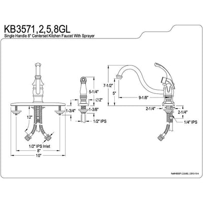 Kingston Brass Oil Rubbed Bronze Georgian 8" kitchen faucet w sprayer KB3575GL