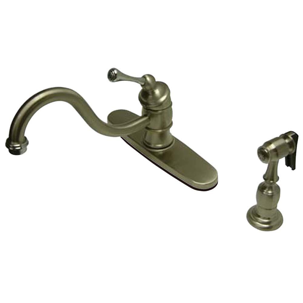 Kingston Chrome Single Handle 8" Kitchen Faucet With Brass Sprayer