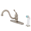 Kingston Satin Nickel Single Handle 8" Kitchen Faucet with Sprayer KB3578BL