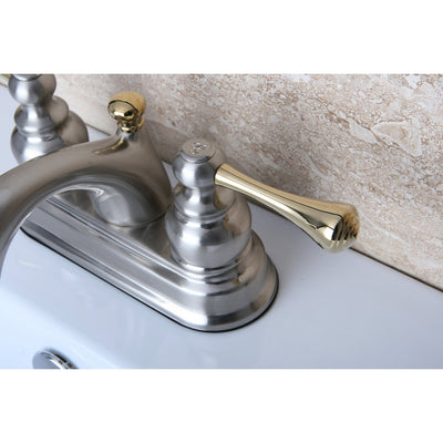 Kingston Satin Nickel / Polished Brass 4" Centerset Bathroom Faucet KB3609BL