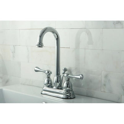 Kingston Chrome two handle 4" Centerset Bathroom Faucet with Pop-up KB3611BL