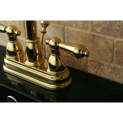 Kingston Polished Brass 2 handle 4" Centerset Bathroom Faucet w Drain KB3612AL