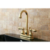 Kingston Polished Brass 2 handle 4" Centerset Bathroom Faucet w Drain KB3612AL