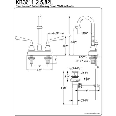 Kingston Silver Sage Oil Rubbed Bronze 4" Centerset Bathroom Faucet KB3615ZL