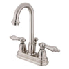 Kingston Satin Nickel 2 handle 4" Centerset Bathroom Faucet with Pop-up KB3618AL