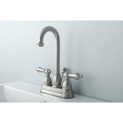 Kingston Satin Nickel 2 handle 4" Centerset Bathroom Faucet with Pop-up KB3618AL