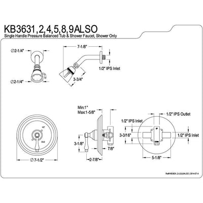 Kingston Brass Vintage Chrome Single Handle Shower Only Faucet KB3631ALSO