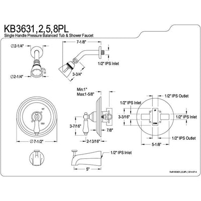 Kingston Restoration Chrome Single Handle Tub and Shower Combo Faucet KB3631PL