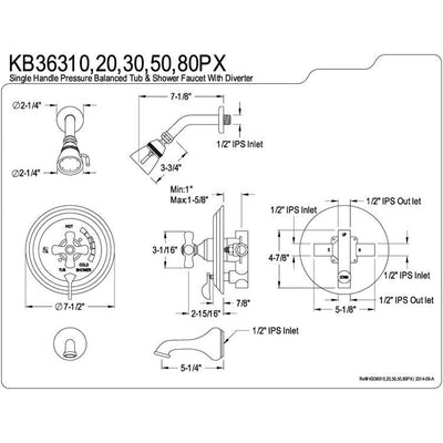 Kingston Satin Nickel Single Handle Tub & Shower Combination Faucet KB36380PX