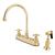 Kingston Polished Brass Two Handle 8" Kitchen Faucet w Brass Sprayer KB3752AXBS