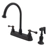 Kingston Oil Rubbed Bronze Two Handle 8" Kitchen Faucet w Sprayer KB3755BLBS