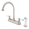 Kingston Brass Satin Nickel Two Handle 8" Kitchen Faucet with Sprayer KB3758PL