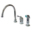 Kingston Chrome Single Handle Kitchen Faucet with Chrome Sprayer KB3811BLSP