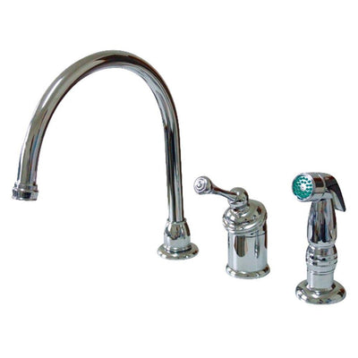 Kingston Chrome Single Handle Kitchen Faucet with Chrome Sprayer KB3811BLSP