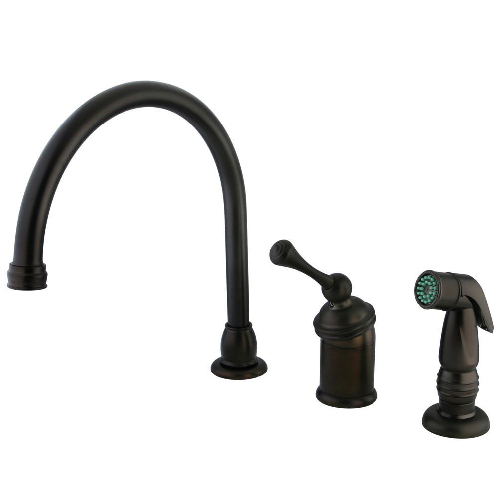 Kingston Oil Rubbed Bronze Single Handle Kitchen Faucet w side Spray KB3815BLSP