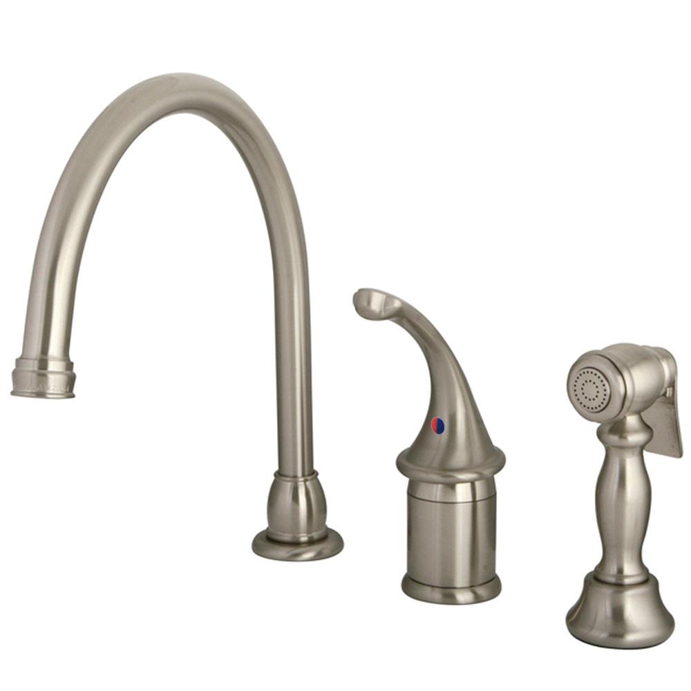 Kingston Brass Satin Nickel Georgian kitchen faucet w brass sprayer KB3818GLBS