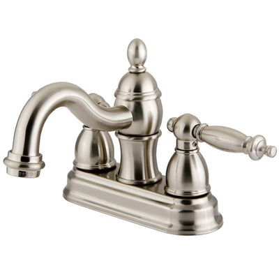 Kingston Satin Nickel Templeton 4" Centerset Bathroom Faucet W/Pop-Up KB3908TL