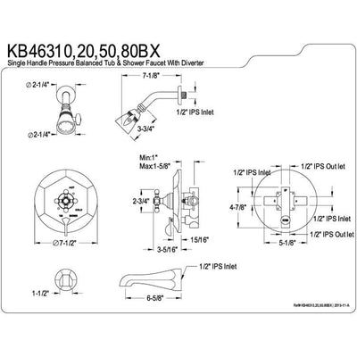 Kingston Shower Fixtures Chrome English Vintage Tub & Shower Faucet KB46310BX