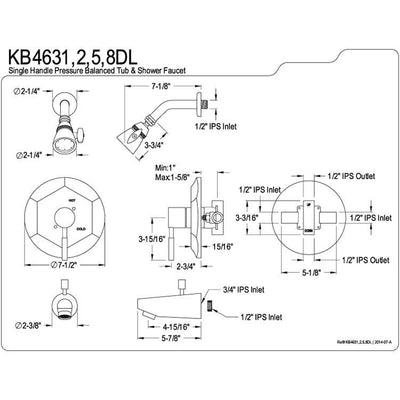 Kingston Brass Concord Chrome Single Handle Tub & Shower Faucet KB4631DL