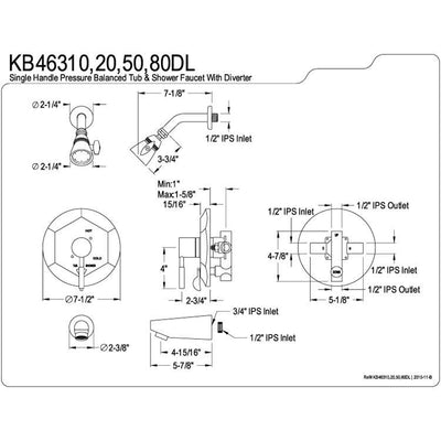 Kingston Concord Oil Rubbed Bronze Single Handle Tub & Shower Faucet KB46350DL