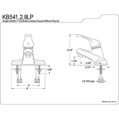 Kingston Brass Satin Nickel Single Handle 4" Centerset Bathroom Faucet KB548LP