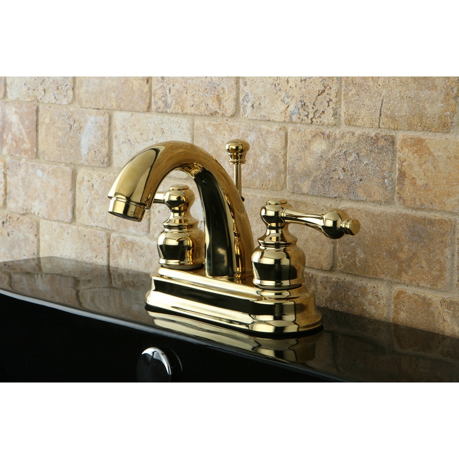 Kingston Polished Brass 2 Handle 4" Centerset Bathroom Faucet w Drain KB5612AL