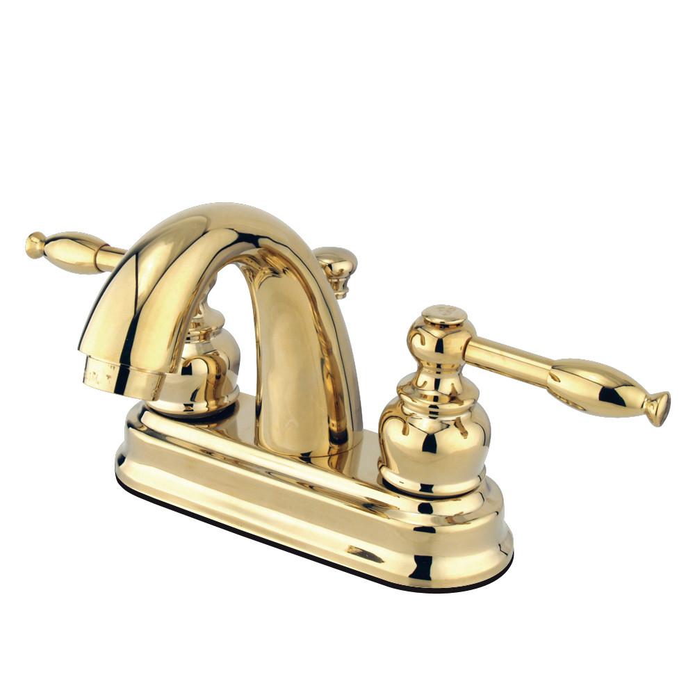 Kingston Polished Brass 2 Handle 4" Centerset Bathroom Faucet w Drain KB5612KL