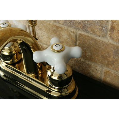 Kingston Polished Brass 2 Handle 4" Centerset Bathroom Faucet w Drain KB5612PX